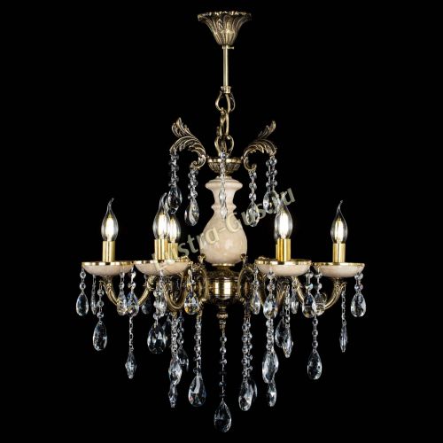 Люстра бронзовая Алфея №6 с камнем шар Гусь Хрустальный