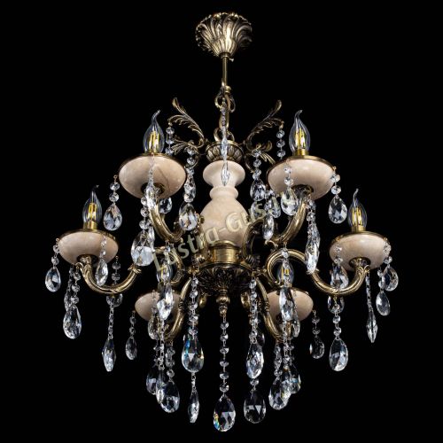 Люстра бронзовая Алфея №6 с камнем шар Гусь Хрустальный