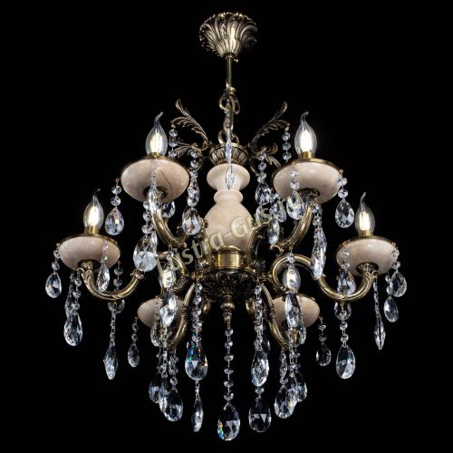 Люстра бронзовая Алфея №6 с камнем шар Гусь Хрустальный