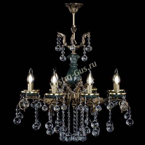 Люстра бронзовая Алфея Малахит №8 шар Гусь Хрустальный