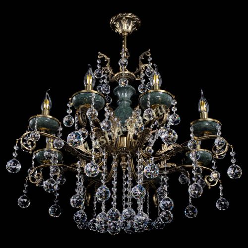 Люстра бронзовая Алфея Малахит №8 шар Гусь Хрустальный