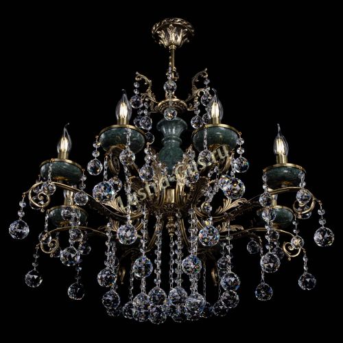 Люстра бронзовая Алфея Малахит №8 шар Гусь Хрустальный