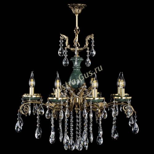 Люстра бронзовая Алфея Малахит №8 журавлик Гусь Хрустальный