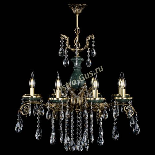 Люстра бронзовая Алфея Малахит №8 журавлик Гусь Хрустальный