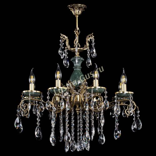 Люстра бронзовая Алфея Малахит №8 журавлик Гусь Хрустальный