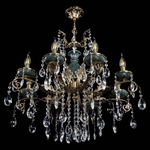 Люстра бронзовая Алфея Малахит №8 журавлик Гусь Хрустальный