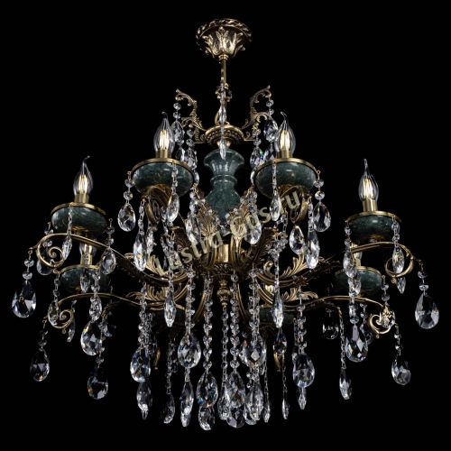 Люстра бронзовая Алфея Малахит №8 журавлик Гусь Хрустальный