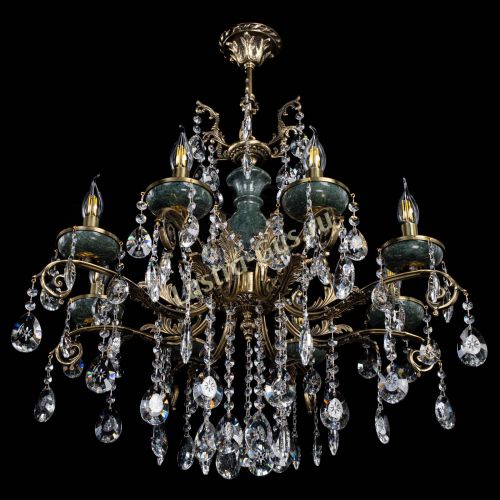 Люстра бронзовая Алфея Малахит №8 звездочка Гусь Хрустальный