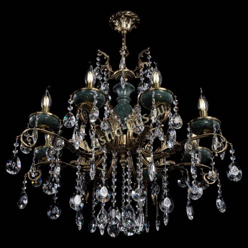 Люстра бронзовая Алфея Малахит №8 звездочка Гусь Хрустальный