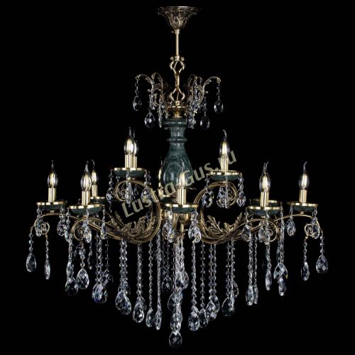 Люстра бронзовая Алфея Малахит №12 баден Гусь Хрустальный