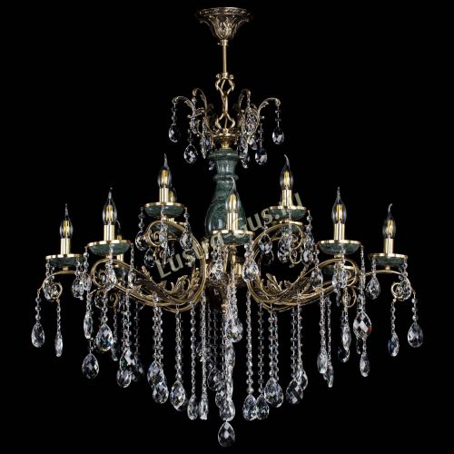Люстра бронзовая Алфея Малахит №12 баден Гусь Хрустальный