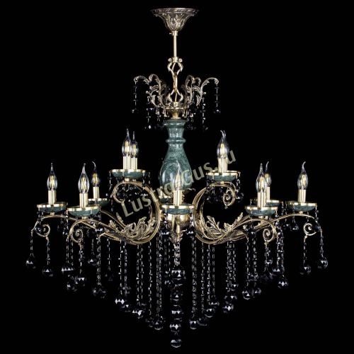 Люстра бронзовая Алфея Малахит №12 шар черная Гусь Хрустальный