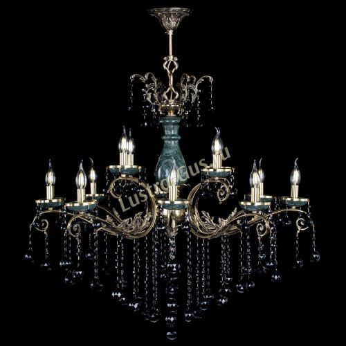 Люстра бронзовая Алфея Малахит №12 шар черная Гусь Хрустальный