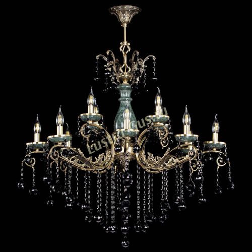 Люстра бронзовая Алфея Малахит №12 шар черная Гусь Хрустальный