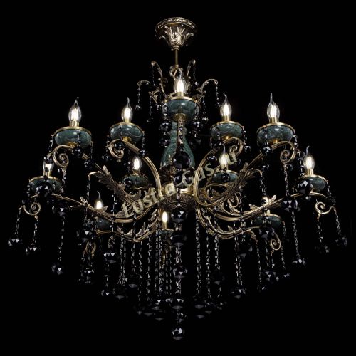 Люстра бронзовая Алфея Малахит №12 шар черная Гусь Хрустальный