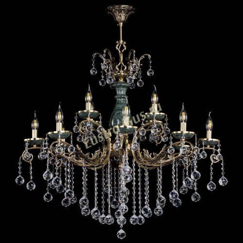 Люстра бронзовая Алфея Малахит №12 шар Гусь Хрустальный