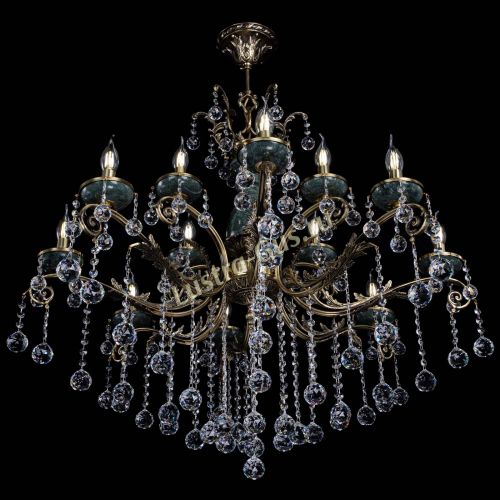 Люстра бронзовая Алфея Малахит №12 шар Гусь Хрустальный