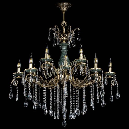 Люстра бронзовая Алфея Малахит №12 журавлик Гусь Хрустальный