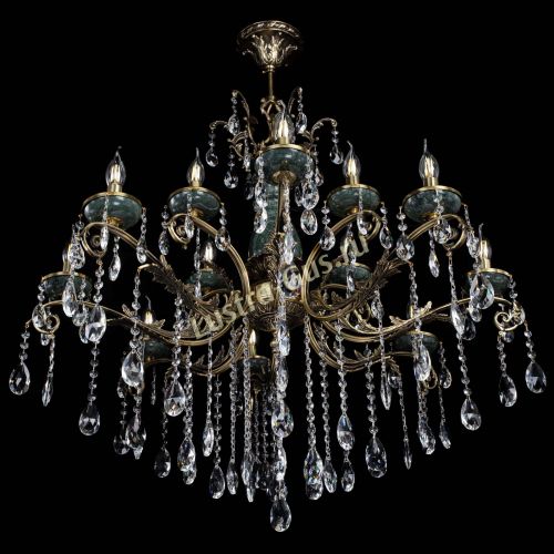 Люстра бронзовая Алфея Малахит №12 журавлик Гусь Хрустальный