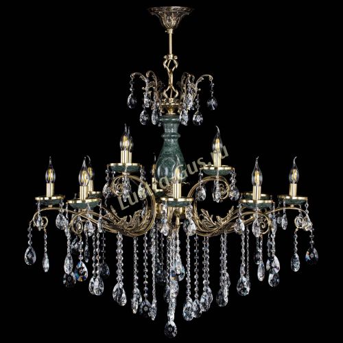 Люстра бронзовая Алфея Малахит №12 звездочка Гусь Хрустальный