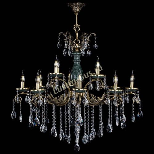 Люстра бронзовая Алфея Малахит №12 звездочка Гусь Хрустальный