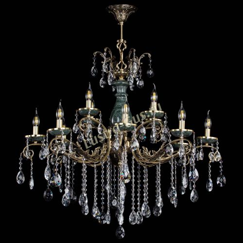 Люстра бронзовая Алфея Малахит №12 звездочка Гусь Хрустальный